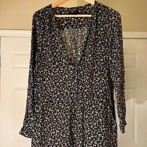long sleeve shirt dress with flattering drawstring at waist